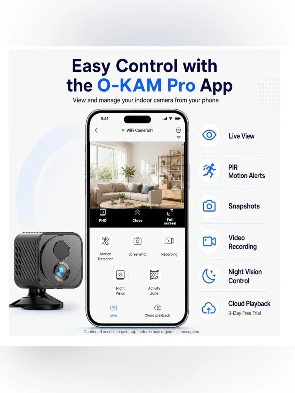 Mini Camera Wireless 4K WiFi Security Camera, Battery Powered PIR Alerts